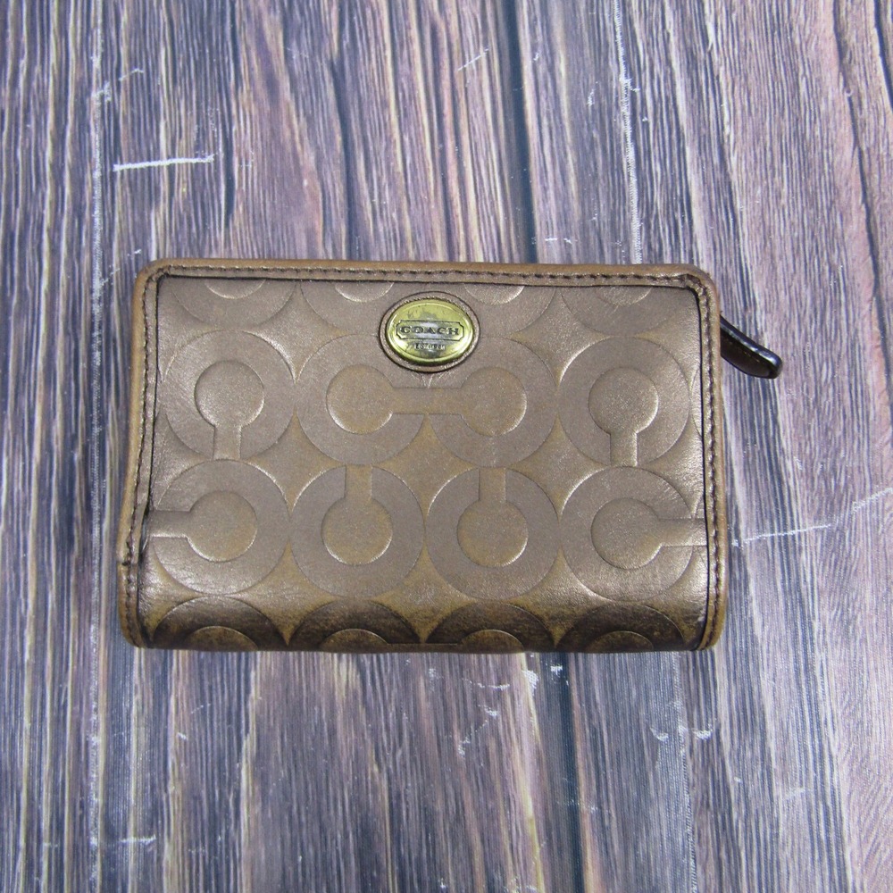 Coach Signature Wallet Zipper Top Bifold‎ Buckle